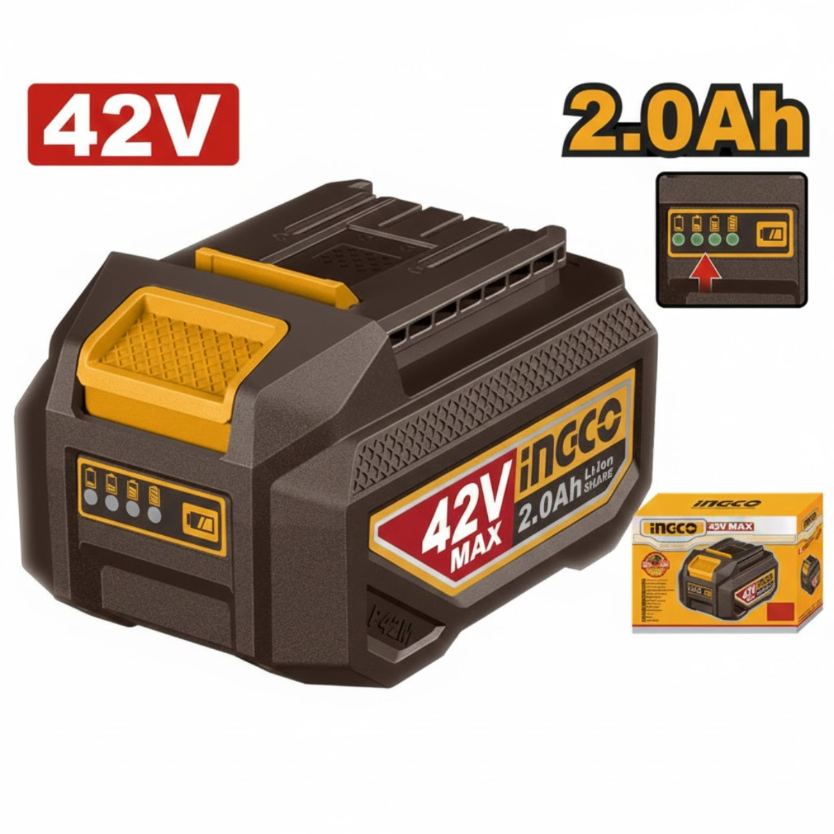 Batterie INGCO 42V 2.0Ah Li-Ion – FBLI42201