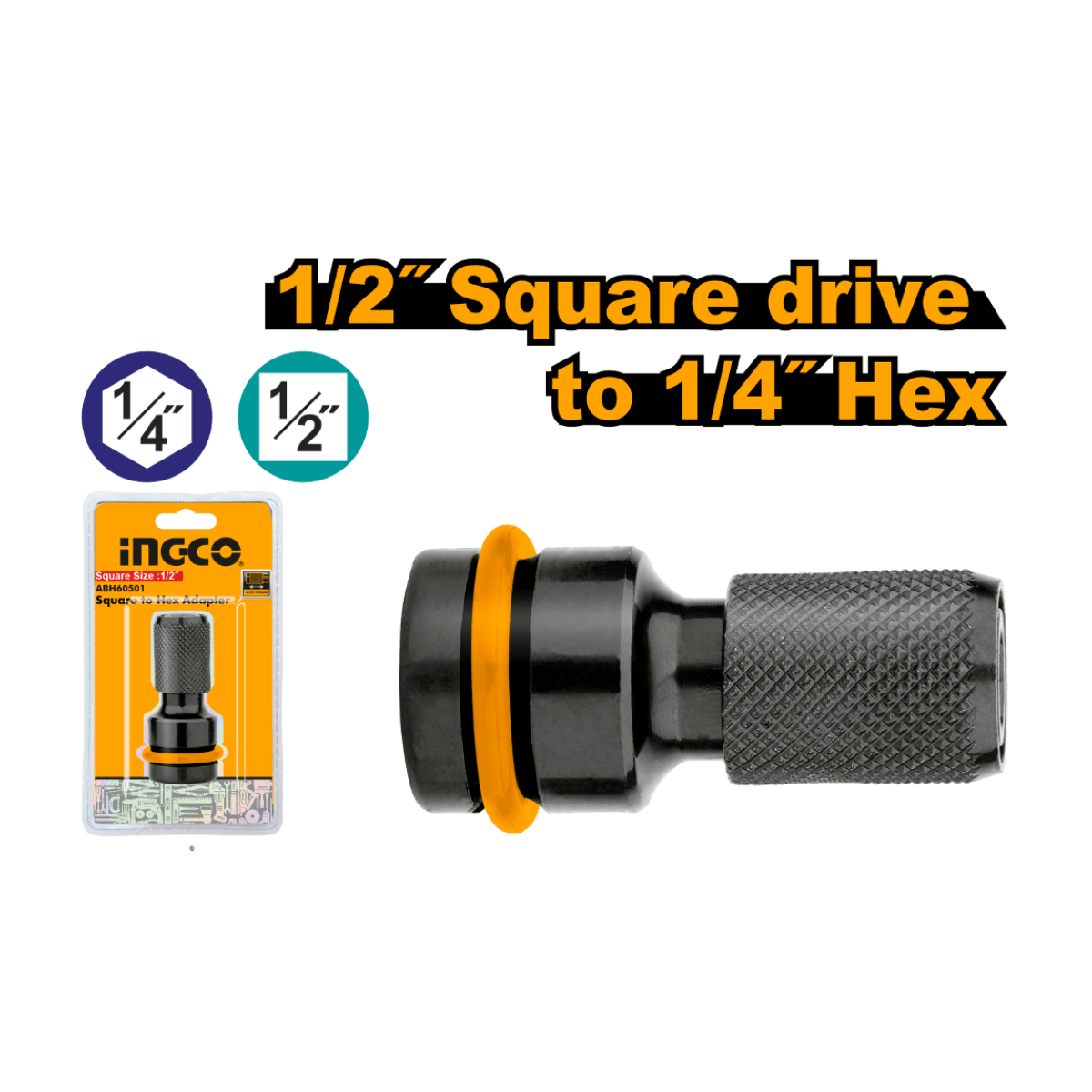 Adaptateur de douille carrée 1/2″ vers douille hexagonale 1/4″ ABH60501 - INGCO TUNISIE ® | Site officiel