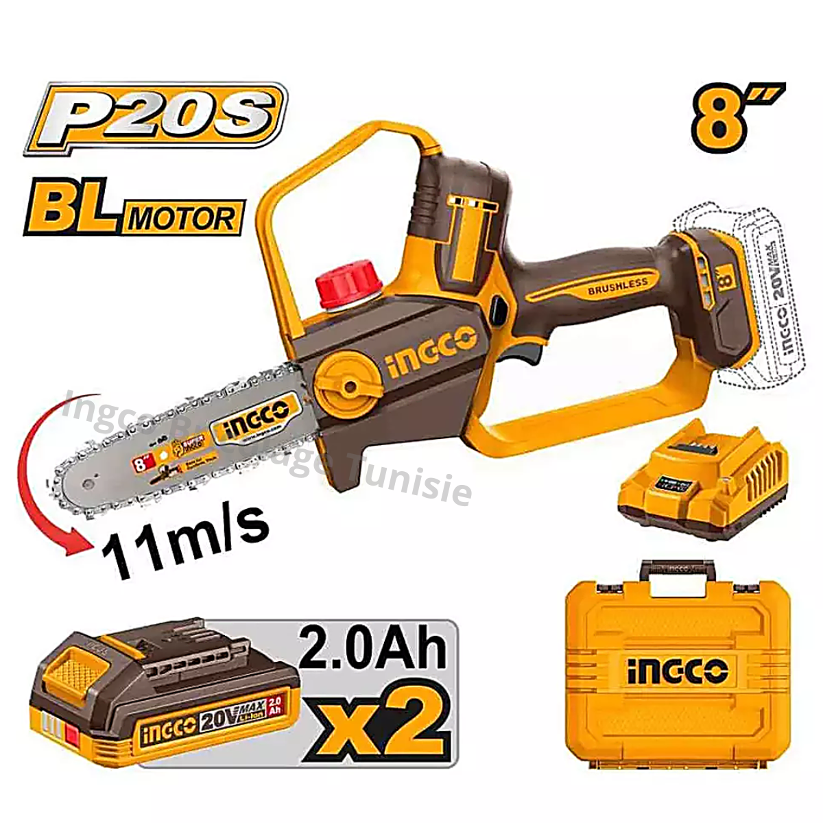 Scie a chaine 20V 8" INGCO CGSLI20882