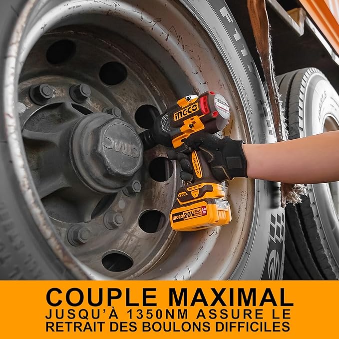 Clé à chocs sans fil 20 V 1350 Nm INGCO – CIWLI20135 | Puissance extrême pour travaux lourds - INGCO TUNISIE ® | Site officiel