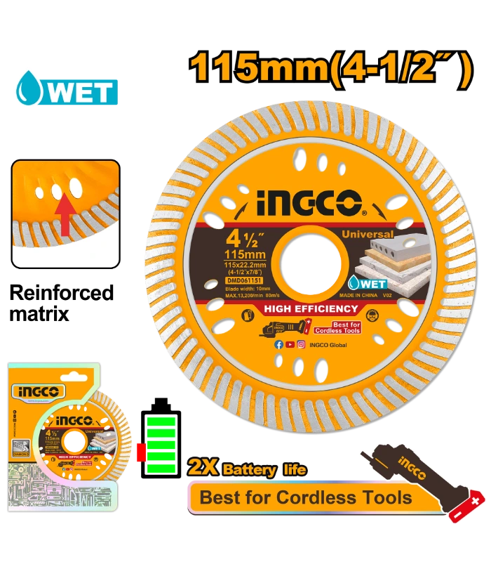 Disque Diamant Turbo INGCO 115 mm DMD061151