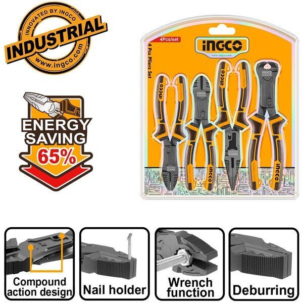 Ensemble de 4 pinces à action combinée INGCO HKCPS5841 - INGCO TUNISIE ® | Site officiel
