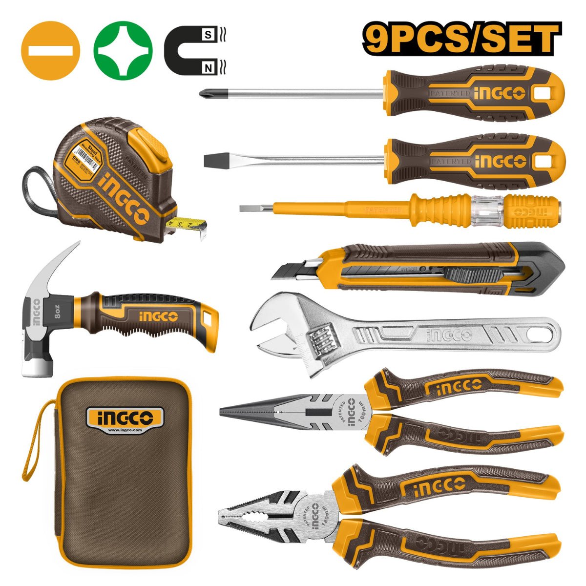 Ensemble Outils Main 9 Pièces INGCO HKTH20809 Précis Brico - INGCO TUNISIE ® | Site officiel