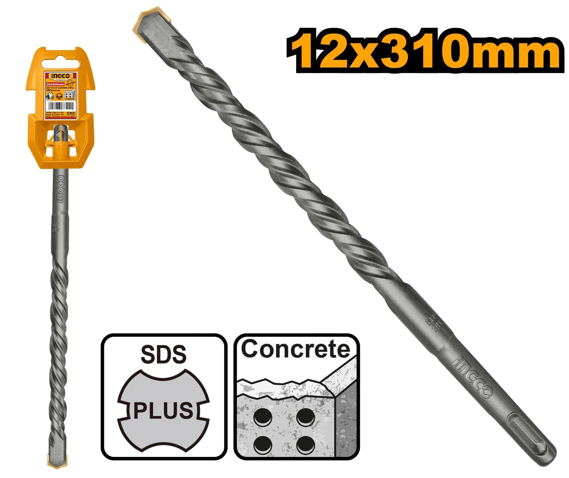 Foret Maçonnerie SDS Plus 12x310mm INGCO Puissant Chantier DBH1211204 - INGCO TUNISIE ® | Site officiel