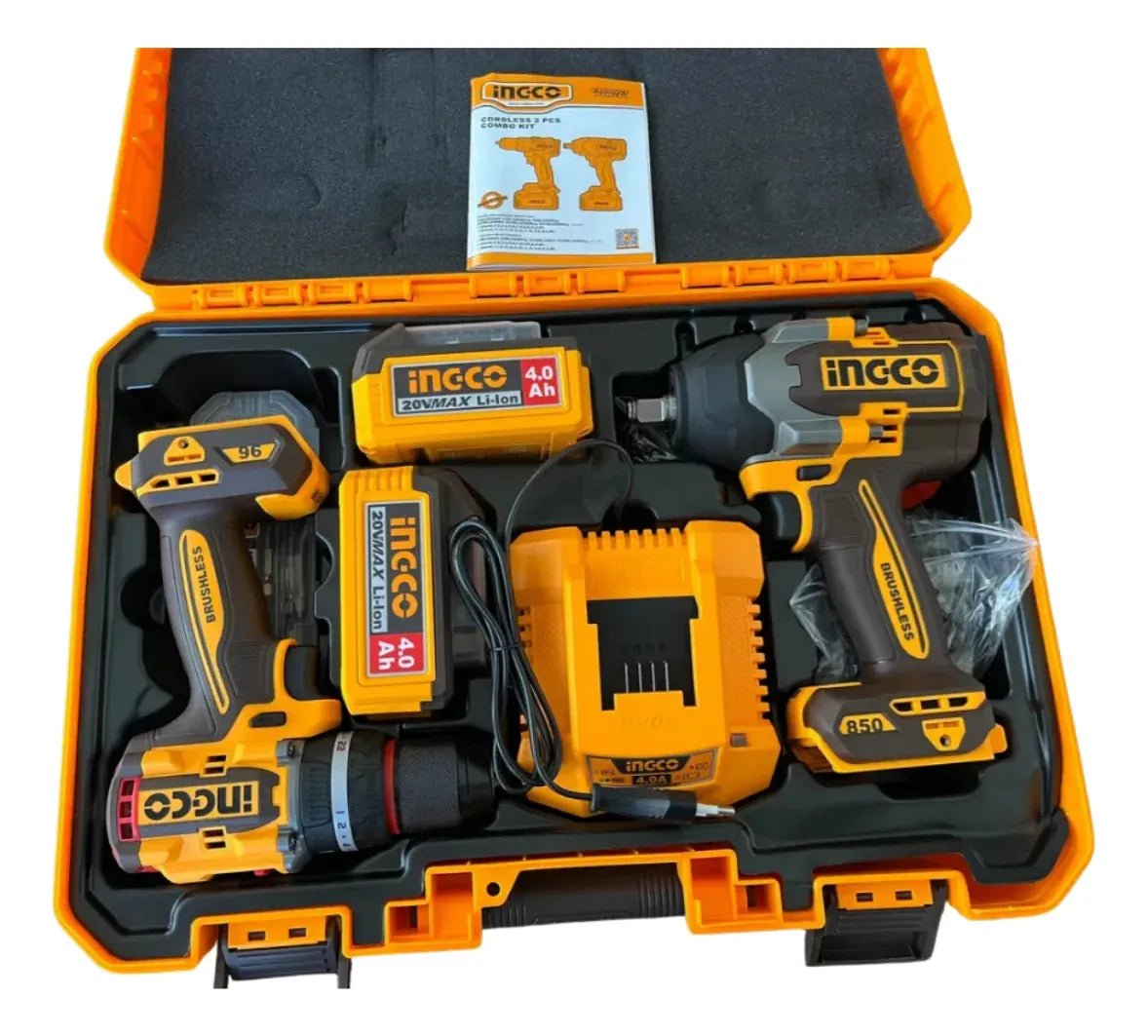 INGCO Kit combiné 2 pièces – Clé à chocs 850 Nm 1/2″ + Visseuse à percussion 96 Nm – COSLI250586 | Puissance extrême et polyvalence - INGCO TUNISIE ® | Site officiel