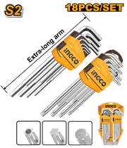 Jeu de clés Allen / Torx INGCO S2 – 18 pcs HHKSET0181