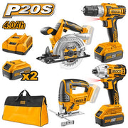 Kit combiné 4 pièces 20 V P20S INGCO – CKLI2010 | Solution complète pour chantier et bricolage