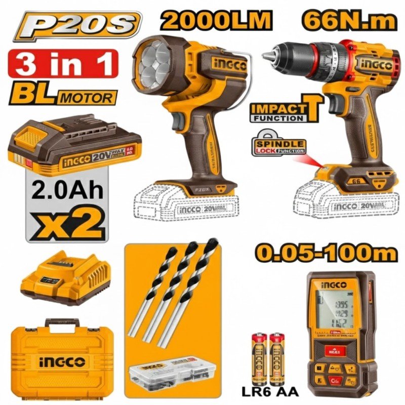 Kit d’outils sans fil INGCO COSLI250885 – 20 V - INGCO SME TUNISIE