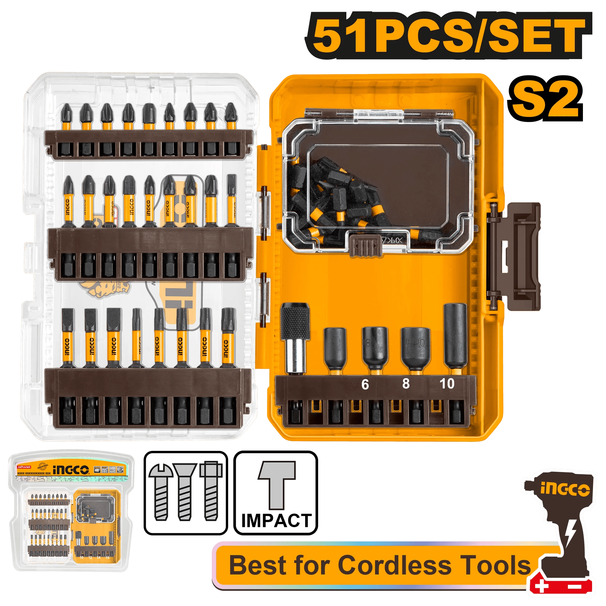 Kit Embouts INGCO 51 pcs AKDL25106 - INGCO SME TUNISIE
