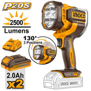 Lampe de travail sans fil INGCO CWLI20887 – 20 V, 2 500 lumens - INGCO SME TUNISIE