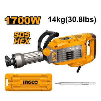 Marteau Démolition Ingco 1700W 14Kg Pro SDS HEX Pour Pros - INGCO TUNISIE ® | Site officiel