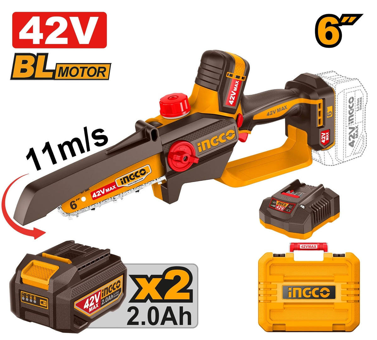 Mini-tronçonneuse à batterie INGCO CGSLI42681 – 42 V - INGCO SME TUNISIE