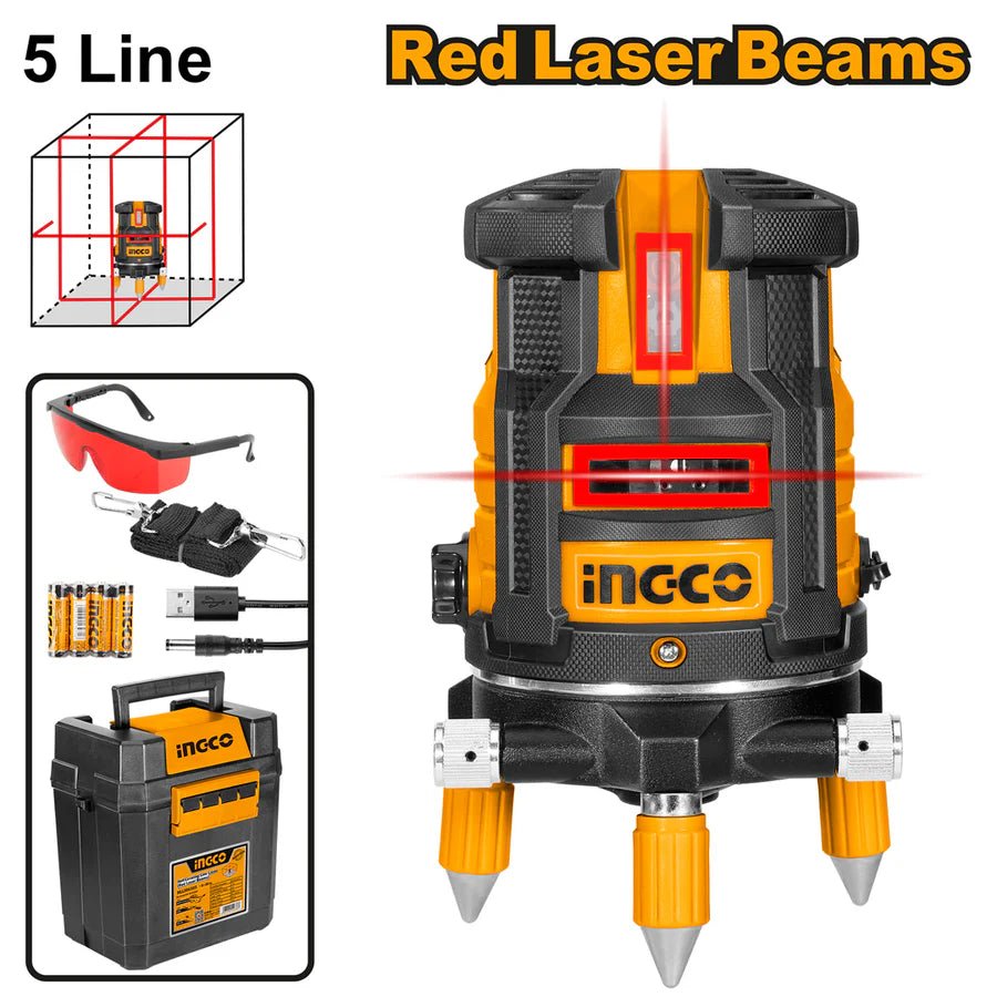 Niveau laser 5 lignes faisceau laser rouge, portée 0 à 20 m, HLL306505 ING - INGCO TUNISIE ® | Site officiel