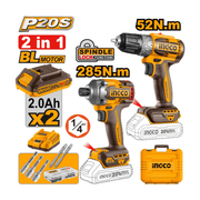Pack 20 V Brushless INGCO – CKLI20272 | Duo professionnel puissance &amp; précision