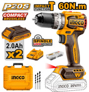 Perceuse à percussion compacte brushless 20 V 60 Nm INGCO – CIDLI20602 | Puissance, précision et mobilité sans fil