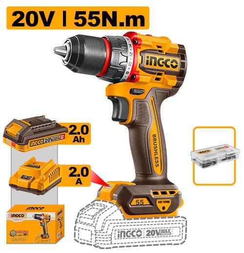 Perceuse-Visseuse Sans Fil Brushless INGCO CDLI20558 - INGCO SME TUNISIE