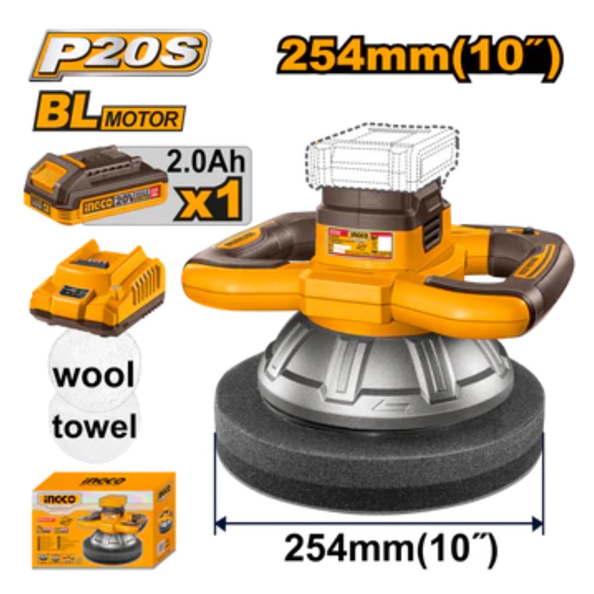 Polisseuse sans fil Ingco 20 V COPLI2025481 - INGCO TUNISIE ® | Site officiel