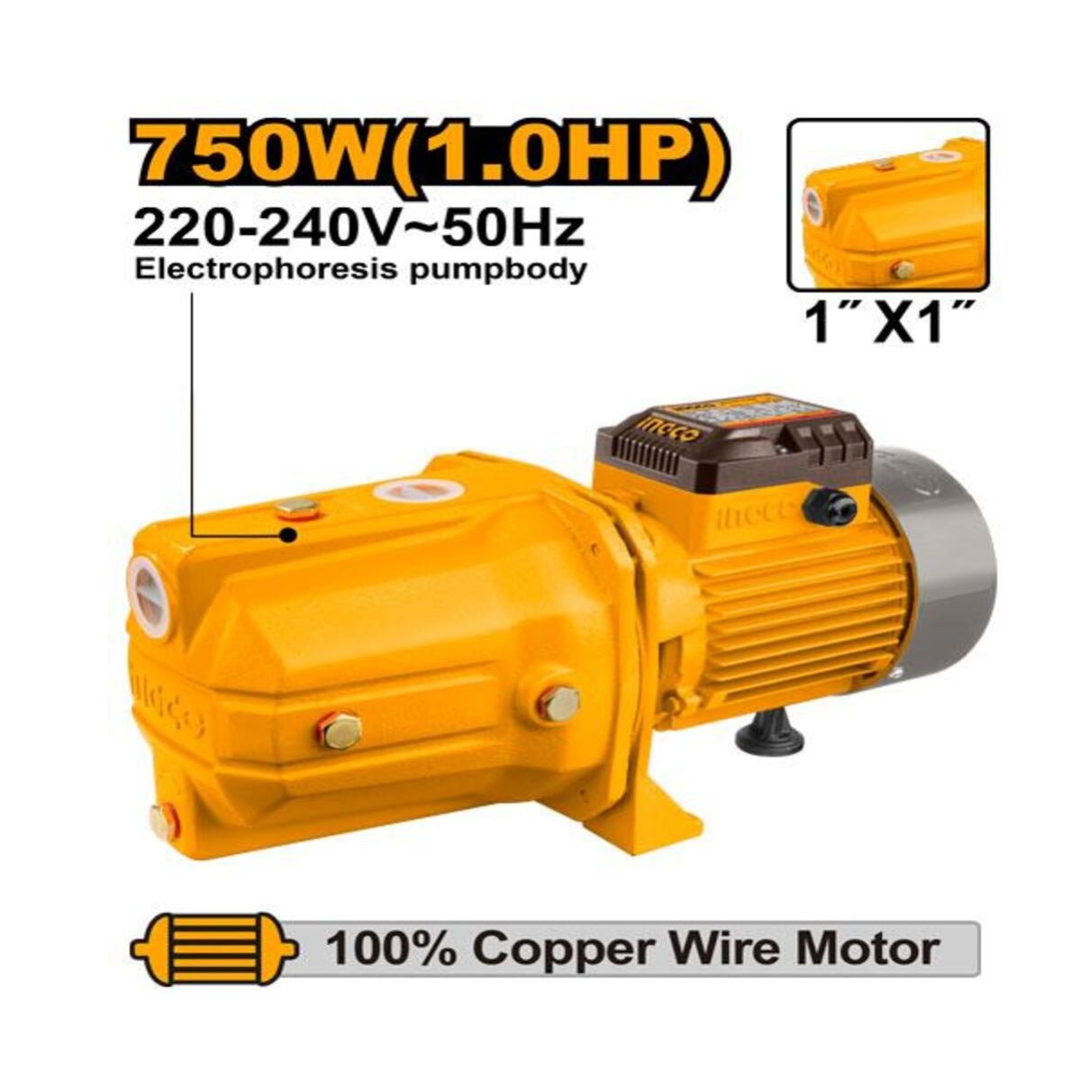 Pompe périphérique double turbine 750 W (1 HP) – JP07508 - INGCO TUNISIE ® | Site officiel