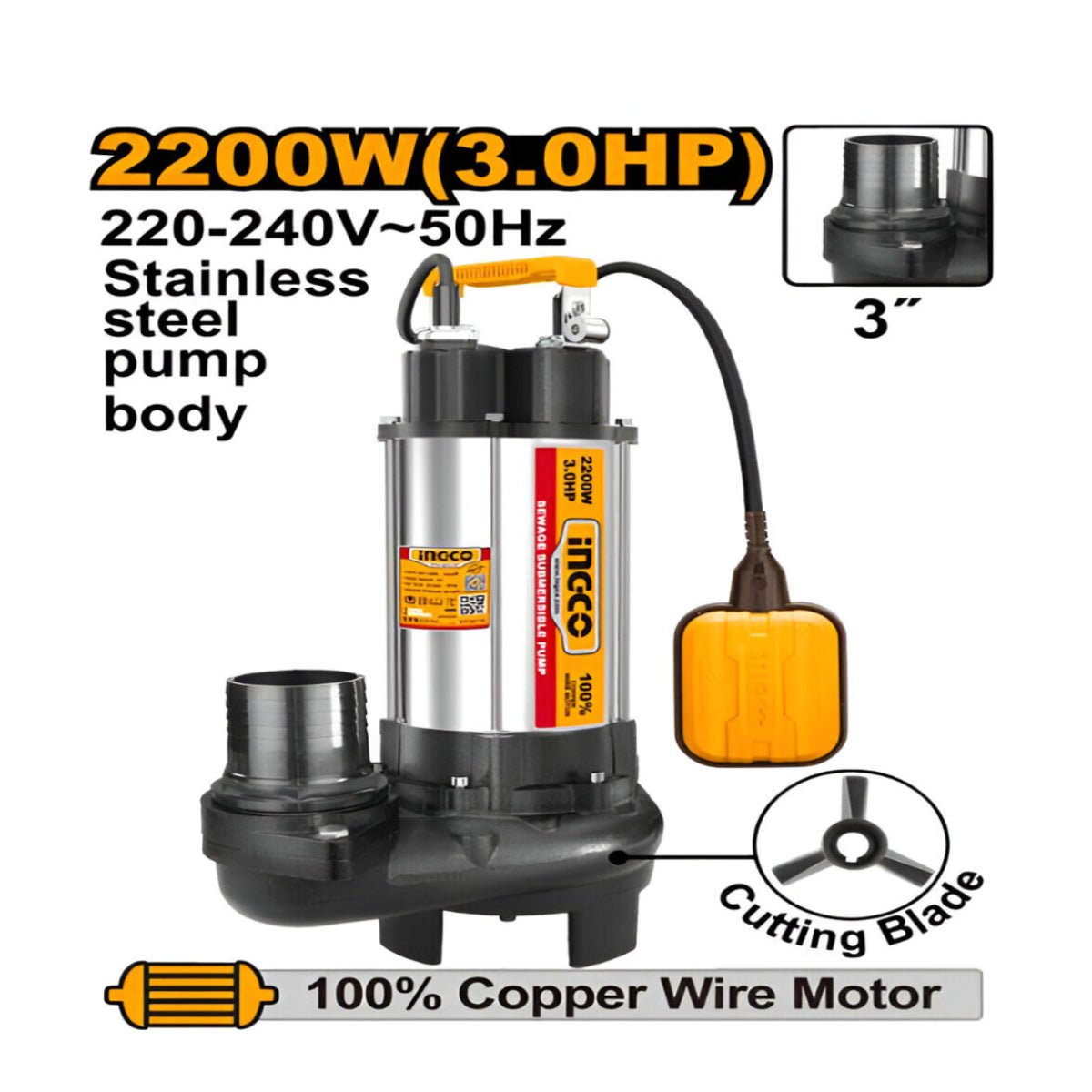 Pompe vide - cave 3 HP – 2200 W Inox INGCO SPDB2201 | Puissance extrême et durabilité - INGCO TUNISIE ® | Site officiel