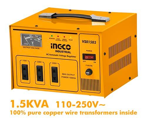 Régulateur de tension automatique 1500 VA INGCO – VS01503 | Protection intelligente de votre matériel - INGCO TUNISIE ® | Site officiel