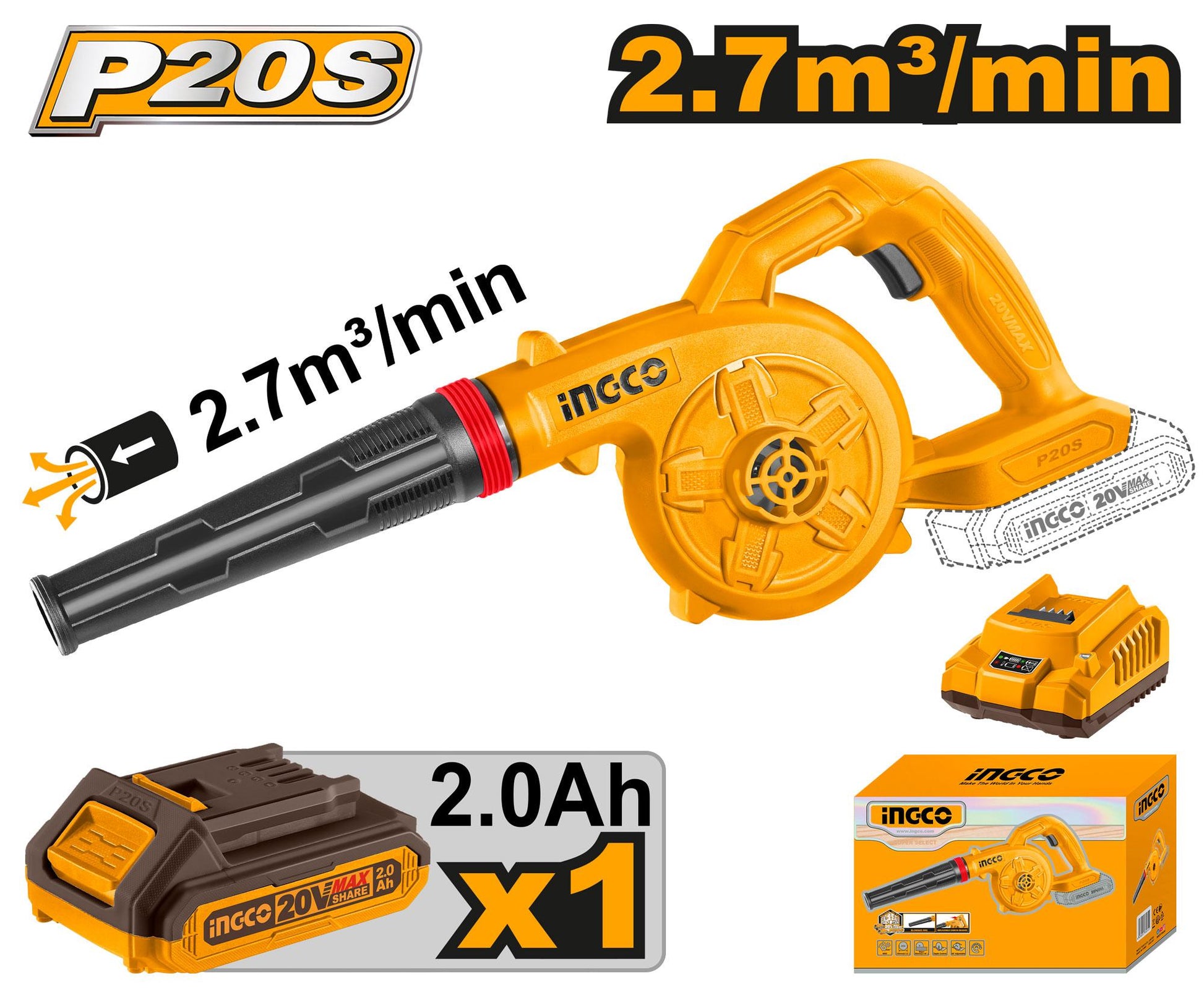 Souffleur sans fil 20 V INGCO – CABLI200281 | Nettoyage rapide et mobilité totale - INGCO TUNISIE ® | Site officiel