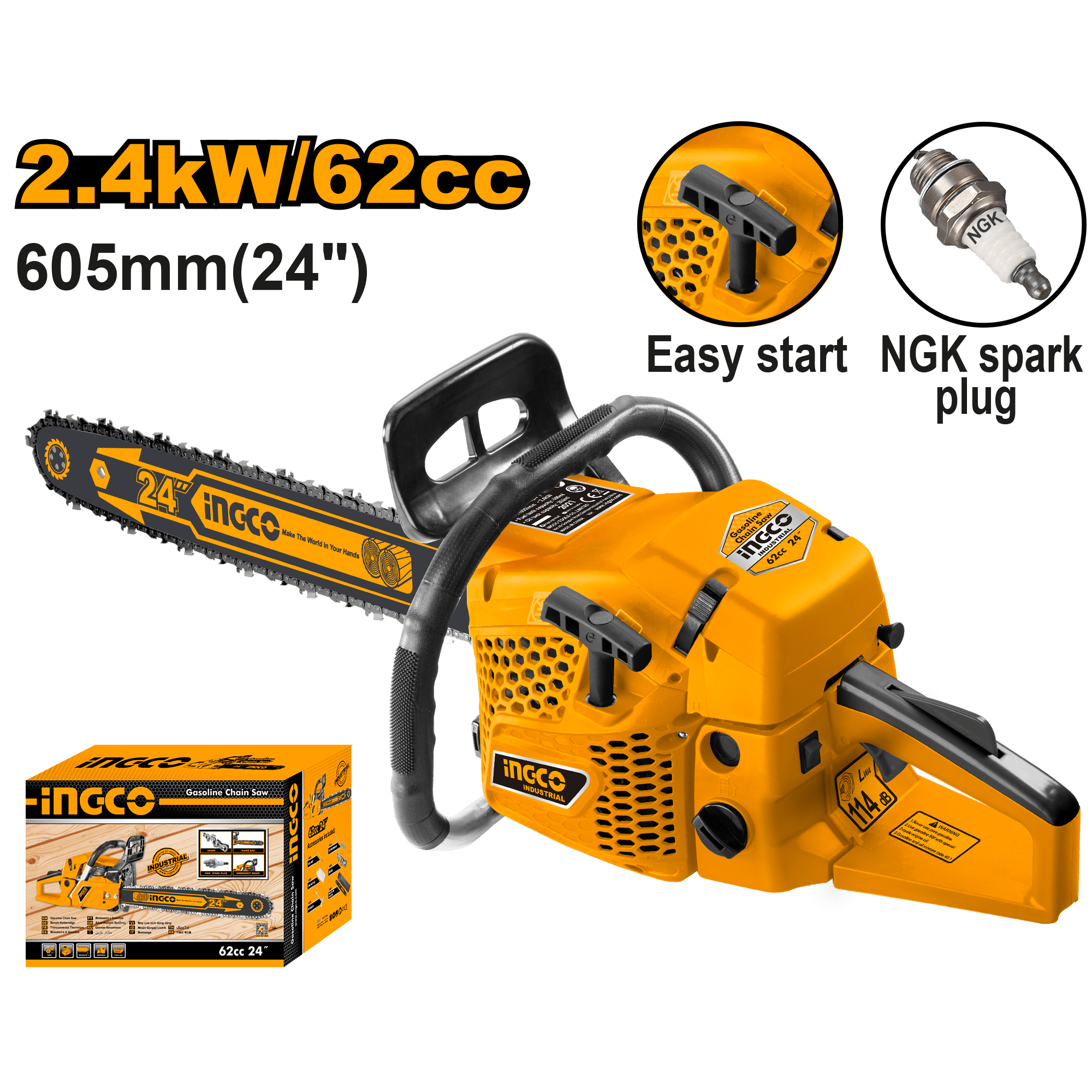 Tronçonneuse 62 CC INGCO – GCS5602411 | Puissance maximale pour travaux intensifs - INGCO TUNISIE ® | Site officiel