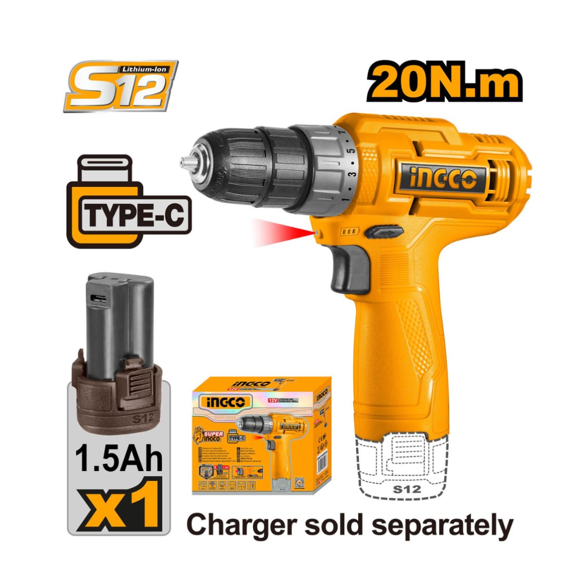 Visseuse sans fil INGCO 12 V – CDLI12428 | Compacité, puissance et autonomie - INGCO TUNISIE ® | Site officiel
