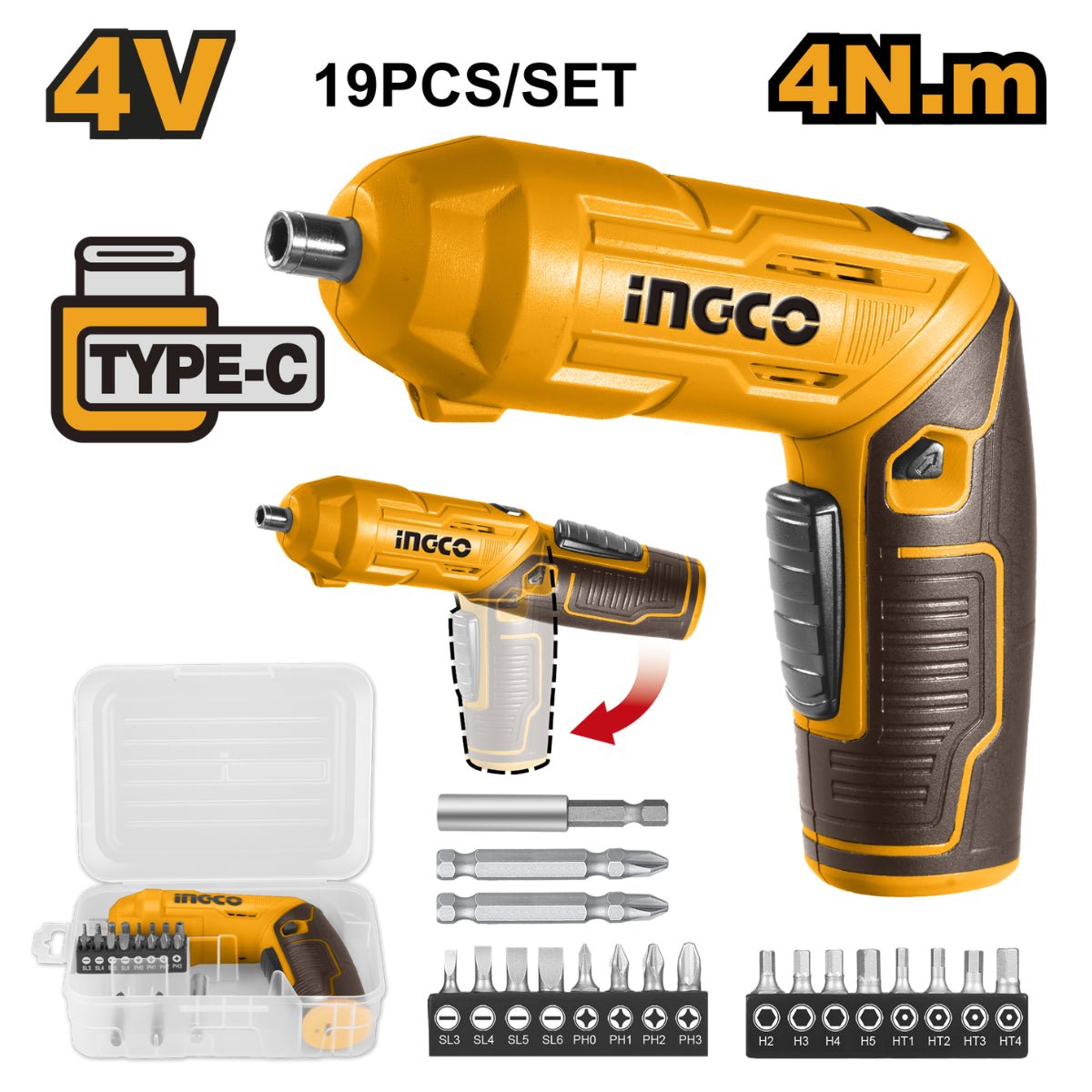 Visseuse Sans Fil INGCO CSDLI0442 – 4V Type - C - INGCO TUNISIE ® | Site officiel